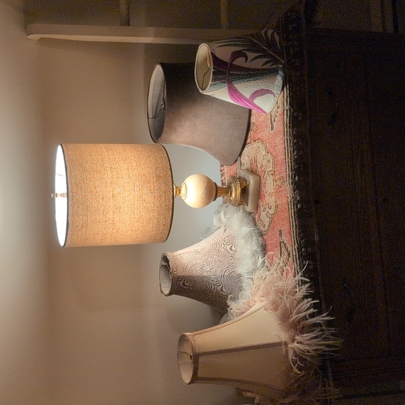 Antique Solid Agate Lamp and Linen Drum Shade - Picture 9 of 15